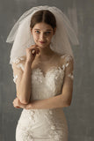 Five-Layer Point Drill Short Bridal Veils