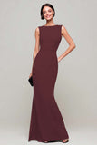 Black Sheath Bateau Neck Long Formal Dress