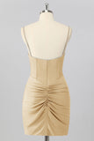 Royal Blue Beaded Ruched Corset Tight Homecoming Dress