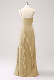 Tahiti Ruffles Sheath Maxi Dress with Slit
