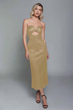 Sweetheart Dark Green Cut Out Sheath Midi Formal Dress