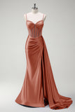 Royal Blue Mermaid Beaded Corset Prom Dress with Sash