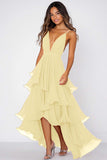 Ruffled Tiered Chiffon Red Prom Dress