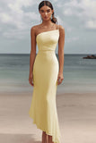 One Shoulder White Asymmetrical Engagement Dress