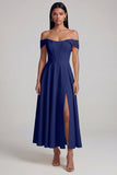 Off the Shoulder Corset A Line Satin Yellow Maxi Dress