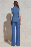 Notched Lapel White Sleeveless Women Suits with Sash