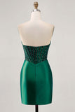 Strapless Fuchsia Corset Homecoming Dress with Beading