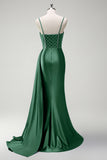 Royal Blue Mermaid Beaded Corset Prom Dress with Sash