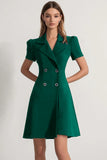 Navy A Line Short Work Dress with Short Sleeves