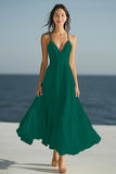 Ivory A Line Spaghetti Straps Long Holiday Dress