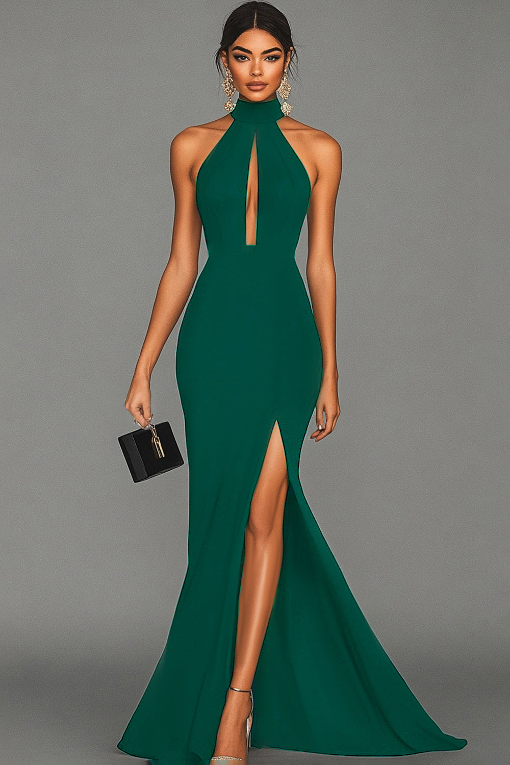Black Mermaid Halter Neck Satin Formal Dress Black Mermaid Halter Neck Satin Formal Dress