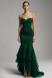 Black Strapless Mermaid Formal Dress With Ruffles