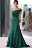 Coffee Ruched One Shoulder Mermaid Gala Dress