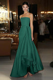 Pink Satin Sheath Strapless Gala Dress with Waist Sash