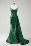 Royal Blue Mermaid Beaded Corset Prom Dress with Sash
