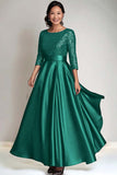 Sparkly A Line Sequin Long Sleeves Navy Long Mother of The Bride Dress