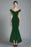 Off the Shoulder Mermaid Black Velvet Long Formal Dress