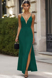 Sheath Spaghetti Straps Black Tie Dress with Slit