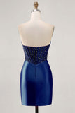 Strapless Fuchsia Corset Homecoming Dress with Beading