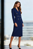 Black Peak Lapel Double Breasted Blazer Dress