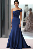 Coffee Ruched One Shoulder Mermaid Gala Dress
