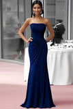 Coffee Strapless Sheath Ruched Gala Dress