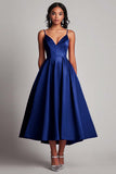 A Line Spaghetti Straps Red Formal Dress
