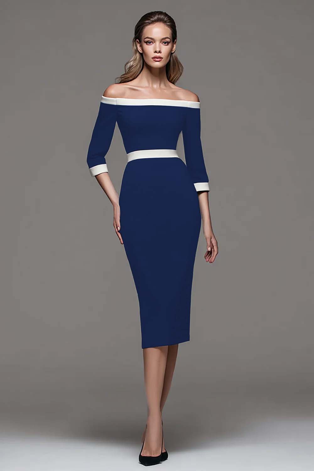 off the shoulder business dress Black Off The Shoulder Midi Dress