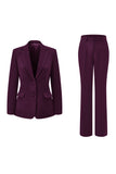 Dark Fuchsia 2 Piece Notched Lapel Women Prom Suit
