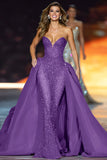 Sparkly Dark Red Mermaid Strapless Pageant Dress