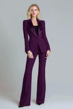 Peak Lapel 2 Piece Slim Fit Red Women Business Suits