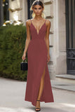 Sheath Spaghetti Straps Black Tie Dress with Slit