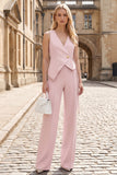 Sky Blue 2 Piece Sleeveless Slim Fit Women Suits
