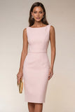Ivory Bodycon Midi Work Dress with Slit
