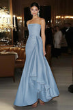 Pink Satin Sheath Strapless Gala Dress with Waist Sash
