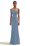 Mermaid Dark Green One Shoulder Pleated Long Formal Dress