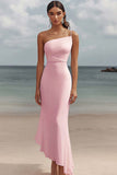 One Shoulder White Asymmetrical Engagement Dress