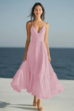 Ivory A Line Spaghetti Straps Long Holiday Dress