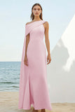 Sheath One Shoulder White Formal Dress
