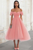 Yellow Off The Shoulder A Line Tulle Prom Dress