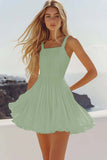 White A Line Pleated Short Graduation Dress