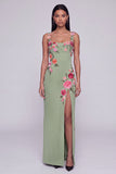 Floral Black Sheath Maxi Wedding Guest Dress with Slit