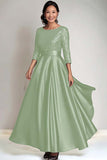 Sparkly A Line Sequin Long Sleeves Navy Long Mother of The Bride Dress