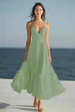 Ivory A Line Spaghetti Straps Long Holiday Dress