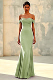 Mermaid Off Shoulder Purple Chiffon Long Formal Dress