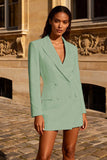 White Double Breasted Peak Lapel Work Dress