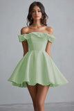 Off The Shoulder A Line Mini White Graduation Dress