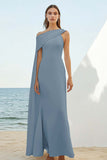 Sheath One Shoulder White Formal Dress