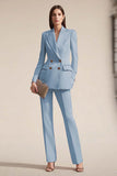Double Breasted Peak Lapel 2-Piece Pink Work Suit