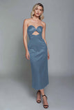 Sweetheart Dark Green Cut Out Sheath Midi Formal Dress
